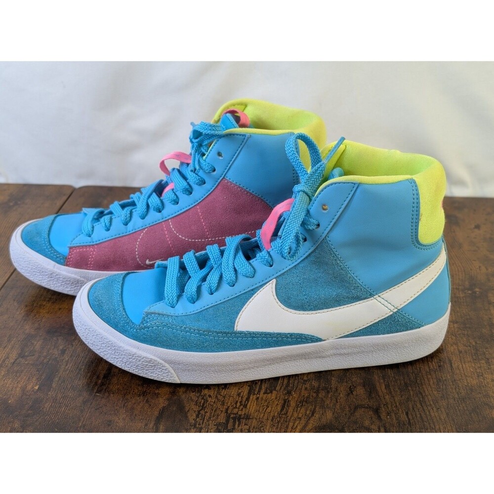 Nike Teens Mid Top Colorblock Athletic Sneakers Blue Pink Yellow White Size 6Y